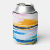 抽象芸術油の質感、夕日絵画の海。 缶クーラー (缶裏面)