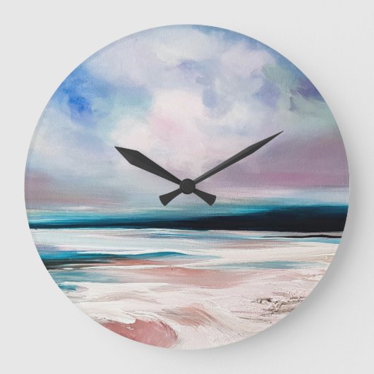 抽象芸術油キャンバス:テクスコンテンポラリーチャ ラージ壁時計 (正面)