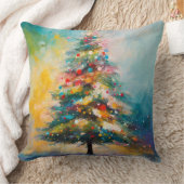 抽象芸術油クリスマスツリーパステル（ばちゃばちゃ）跳ねる クッション (ブランケット)