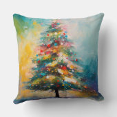 抽象芸術油クリスマスツリーパステル（ばちゃばちゃ）跳ねる クッション (裏面)