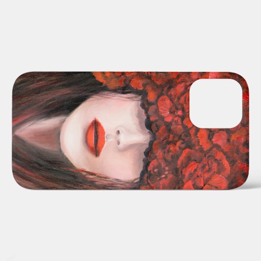 抽象芸術油絵で,女性の顔と赤rを表す Case-Mate iPhoneケース (裏面 (横))