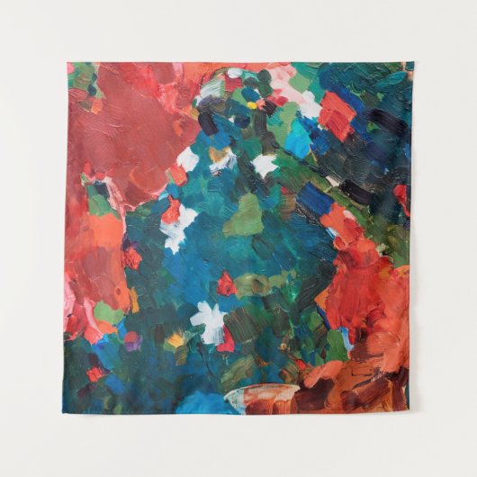 抽象芸術油絵の背景（キャンバステクスチャ） タペストリー (正面)