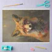 抽象芸術油絵付けフォックスデコレーション 薄葉紙 (クラフト)