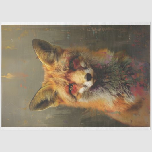 抽象芸術油絵付けフォックスデコレーション 薄葉紙 (正面)