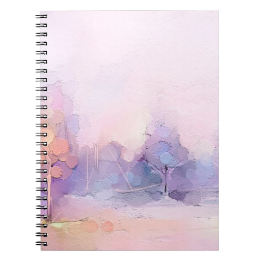 抽象芸術油絵冬の森の風景。セム ノートブック (正面)