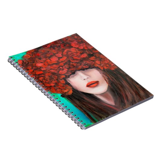 抽象芸術油絵画女性顔と赤r ノートブック (右側)