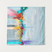 抽象芸術油絵風景ブループール タペストリー (正面(横))