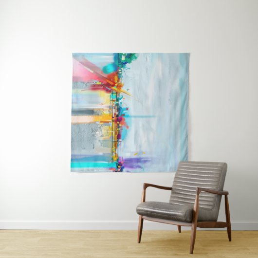 抽象芸術油絵風景ブループール タペストリー (インサイチュ(横))