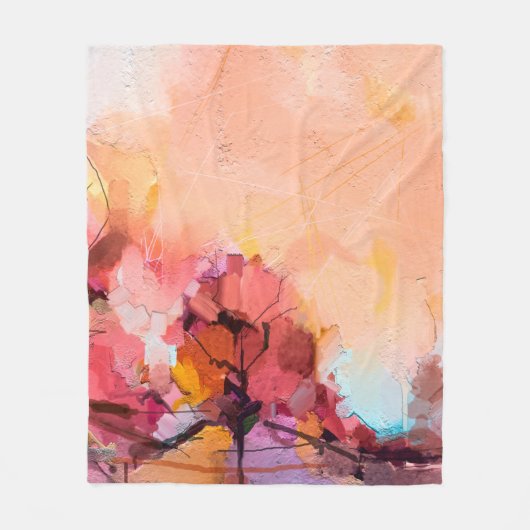 抽象芸術油絵風景ブループール フリースブランケット (正面)