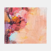 抽象芸術油絵風景ブループール フリースブランケット (正面(横))