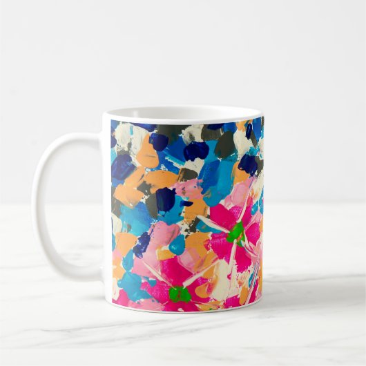 抽象芸術油絵。色数々の付きの和 コーヒーマグカップ (左)