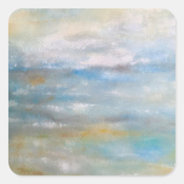 抽象芸術沿岸ビーチ海絵画雲 スクエアシール