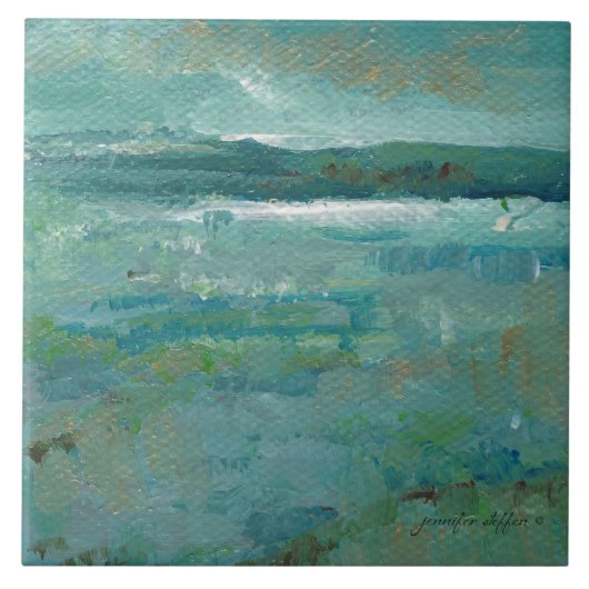 抽象芸術沿岸ビーチ絵画海 タイル (正面)