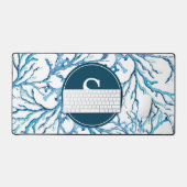 抽象芸術沿岸モノグラムカスタマイズ可能な青 デスクマット (キーボード&マウス)