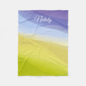 抽象芸術波の黄色い青の名前 フリースブランケット (正面)