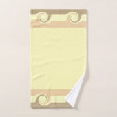 抽象芸術波オンベージュ&ライトイエロー バスタオルセット (ハンドタオル)