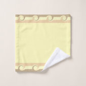 抽象芸術波オンベージュ&ライトイエロー バスタオルセット (ウォッシュタオル)