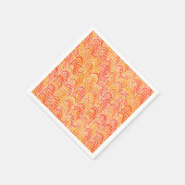抽象芸術波パターン – オレンジ、サンゴ、金ゴールド スタンダードカクテルナプキン (角)