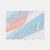 抽象芸術波ピンクブルー名 フリースブランケット (正面(横))