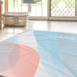 抽象芸術波ピンクブルー名 フリースブランケット