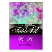 抽象芸術波ブルー,パープルピンク結婚ズモノグラム テーブルナンバー (裏面)