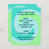 抽象芸術波レトロプールビーチパーティの招待状 招待状 (正面/裏面)