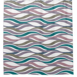 抽象芸術波付けプラム背景色を追加 シャワーカーテン