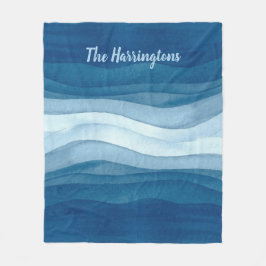 抽象芸術波名前をカスタムするフリースブランケット フリースブランケット