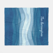 抽象芸術波名前をカスタムするフリースブランケット フリースブランケット (正面(横))