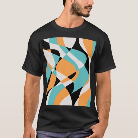 抽象芸術波型シームレスデザイン Tシャツ (正面)