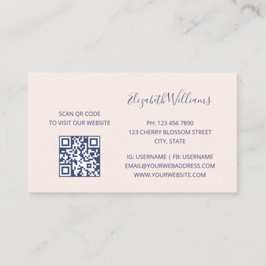 抽象芸術波形ピンクターキー | QRコード 名刺 (裏面)