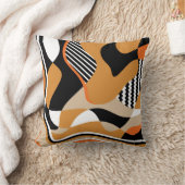 抽象芸術波形:ヴィンテージブラックパターン クッション (ブランケット)