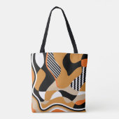 抽象芸術波形：ヴィンテージブラックパターン トートバッグ (裏面)