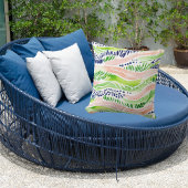 抽象芸術波水色グリーンピンクブルー屋外 クッション