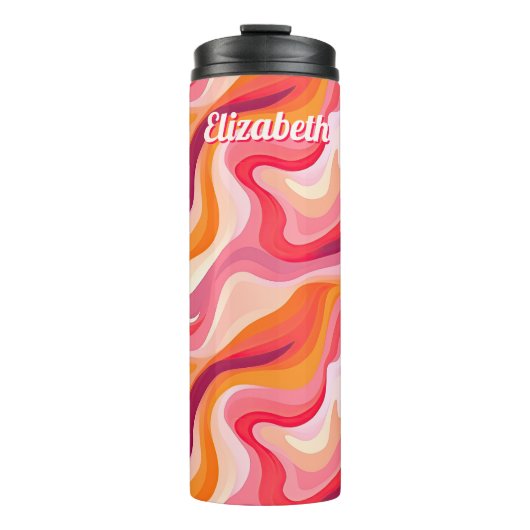抽象芸術波状パターンレトロの外観（名前あり） タンブラー (正面)