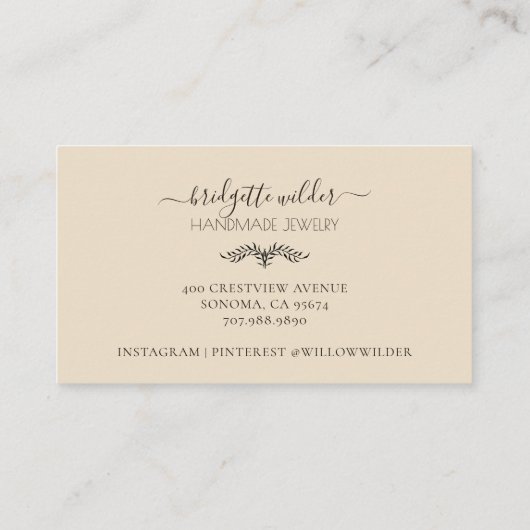 抽象芸術波線イヤリングディスプレイカード 名刺 (裏面)