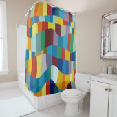 抽象芸術波色パッチワーク291020 シャワーカーテン (インサイチュ)