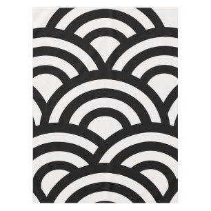 抽象芸術波、アーチ、黒線と白線 テーブルクロス