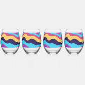 抽象芸術波 ステムなしワイングラス (裏面)