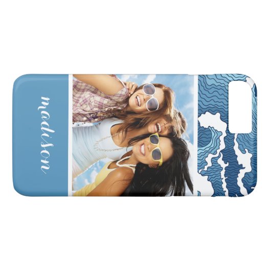 抽象芸術波 |写真と名前 Case-Mate iPhoneケース (裏面(横))