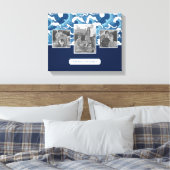 抽象芸術波 |家族の写真と文字|モノグラム キャンバスプリント (インサイチュ (寝室))