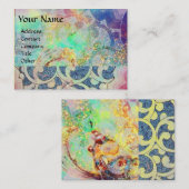 抽象芸術波，金ゴールドバタフライ植物，フローラ渦巻き 名刺 (正面/裏面)