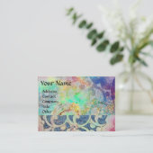 抽象芸術波，金ゴールドバタフライ植物，フローラ渦巻き 名刺 (スタンド正面)