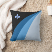 抽象芸術波(青い色合いと（紋章の）フラ・ダ・リ) クッション (ブランケット)