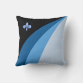 抽象芸術波(青い色合いと（紋章の）フラ・ダ・リ) クッション (裏面)