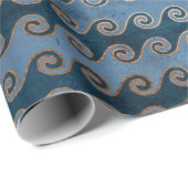 抽象芸術波（青） ラッピングペーパー (ロールコーナー)