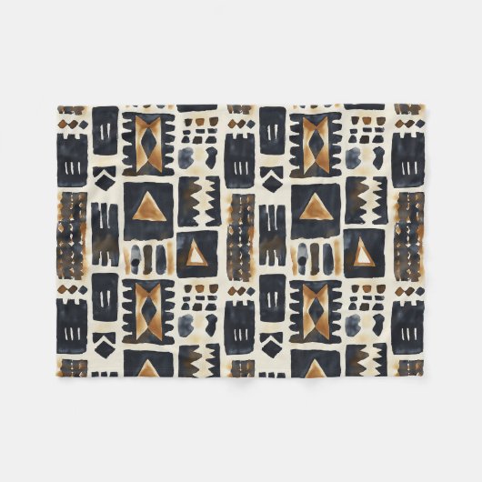 抽象芸術泥の布のパターン フリースブランケット (正面(横))