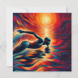 抽象芸術泳ぐ人アートピロー、スイミングギフト、デコール シーズンカード