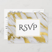 抽象芸術洗練ゴールデンマーブルRSVP インビテーションポストカード (正面/裏面)