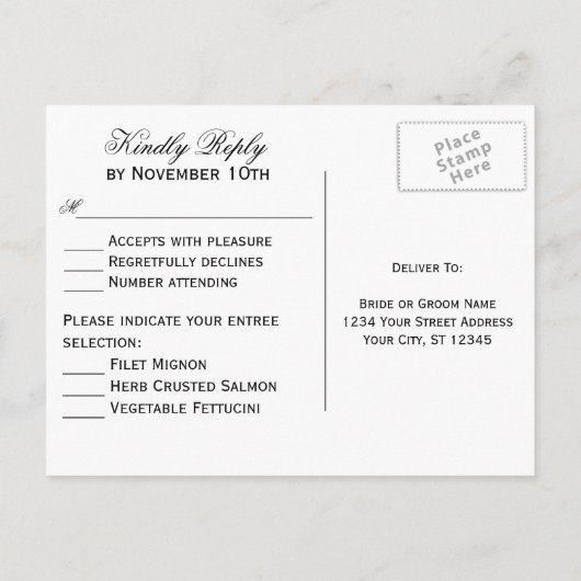 抽象芸術洗練ゴールデンマーブルRSVP インビテーションポストカード (裏面)